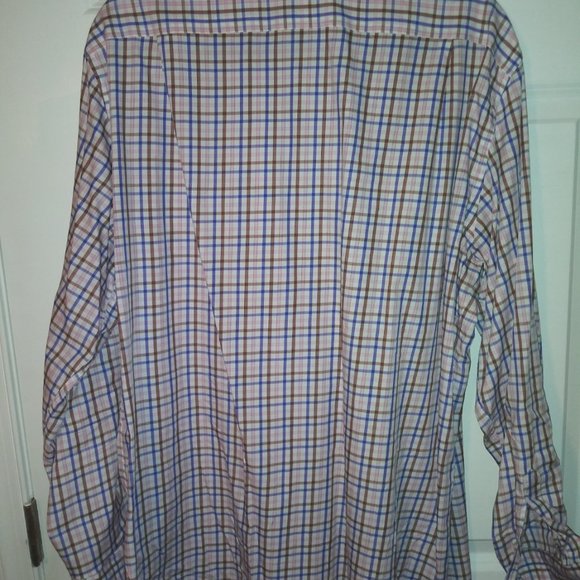 Ledbury: Men's Blue, Brown & Pink Check. Barrel cuffs, Neck: 17.5 Sleeve: 37 - Picture 5 of 6